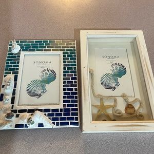 Lot of 2 Sonoma beach themed picture frames.